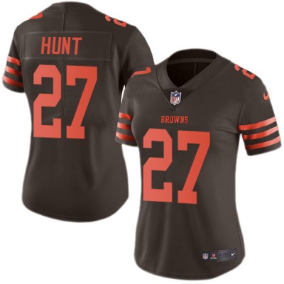 Nike Cleveland Browns #27 Kareem Hunt Brown Women's Stitched NFL Limited Rush Jersey